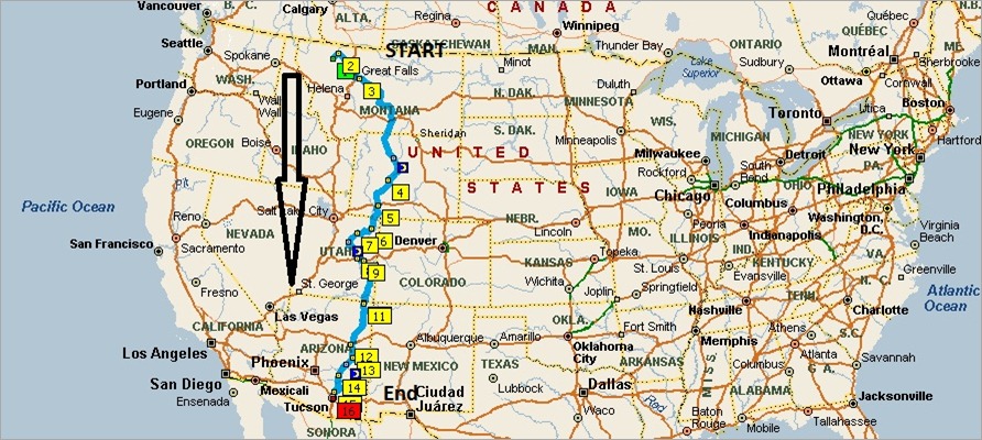 Map to Tucson